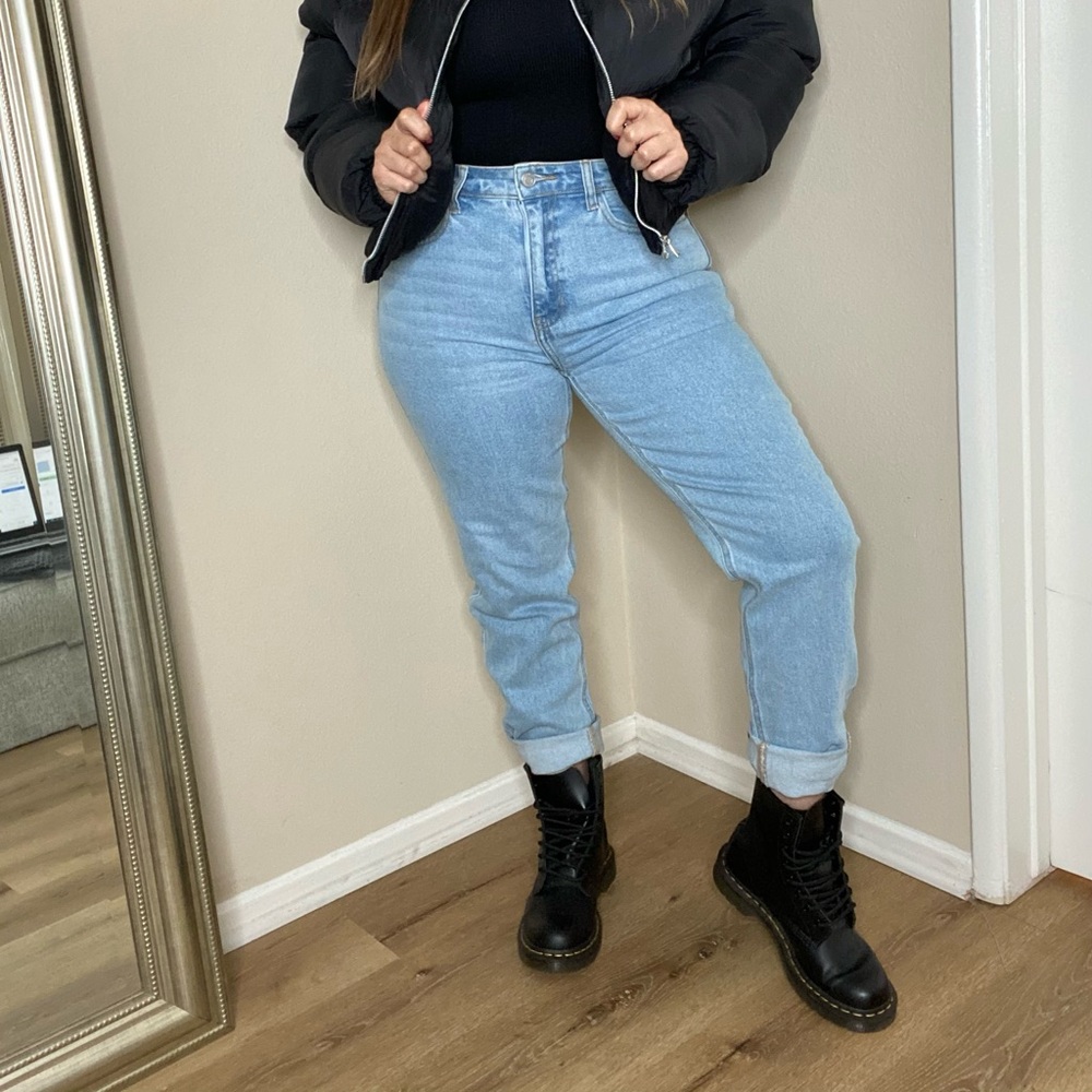 High rise straight jeans